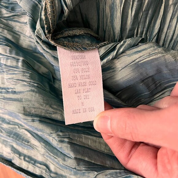 NEW Kathleen Sommers Shirt Jacket Crinkle Iridescent Artsy Green Teal Sz M - Picture 7 of 12